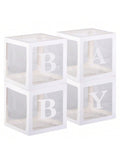 4pcs White Clear Letter Boxes for Party Decorations Birthday Wedding & Shower