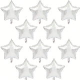 30-Piece 18-Inch Silver Star Foil Balloons for Shower, Wedding, or Party Decor