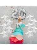 30-Piece 18-Inch Silver Star Foil Balloons for Shower, Wedding, or Party Decor