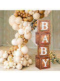4pcs Wooden Letter Blocks for Baby Shower Gender Reveal and Woodland Party