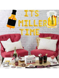 Its Miller Time Gold Beer Balloon with Party Banner for Birthday & Beer Party