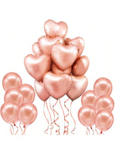 20pcs Big Rose Gold Foil Heart Balloons for Valentines Day & Party Decor