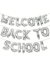 16" Welcome Back to School Silver Foil Balloon for Classroom Party Decorations