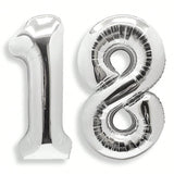 40 Inch Silver Foil Number Balloons for 18th Birthday Anniversary Party