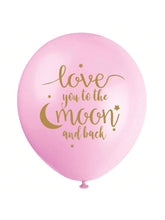 16PCS Pink I Love You to the Moon and Back Balloons for Party Decor
