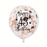 Rose Gold 43rd Confetti Balloons for 43rd Birthday Party Decor