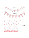 20th Birthday Decoration Kit for Women with Banner, Bunting, and Streamers Rose Gold