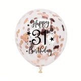 Rose Gold 31st Confetti Balloons for 31st Birthday Party Decor
