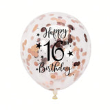 Rose Gold 16th Confetti Balloons for 16th Birthday Party Decor