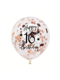 Rose Gold 16th Confetti Balloons for 16th Birthday Party Decor