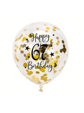 Gold 67th Confetti Balloons for 67th Birthday Party Decor