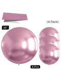 4pcs 36 Inch Metallic Purplish Pink Jumbo Balloons for Birthday Party Decor