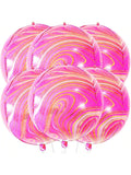 22" Pink Marble Balloons 6pcs Pink & Orange Party Decorations