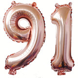 40-Inch Rose Gold 91 Foil Number Balloon for 91st Birthday Decor