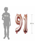 40-Inch Rose Gold 91 Foil Number Balloon for 91st Birthday Decor