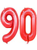 40in Red Foil Number 90 Balloons for 90th Birthday Party Decor