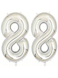 40in Silver Foil Number 88 Balloons for 88th Birthday Party Decor