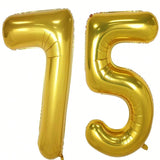 40" Gold Foil 75 Helium Number Balloon for 75th Birthday Party Supplies