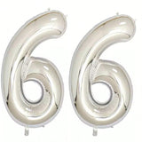 40" Silver Foil 66 Helium Number Balloon for 66th Birthday Party Supplies