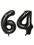 40" Black Foil 64 Helium Number Balloon for 64th Birthday Party Supplies