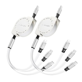 2 Pack 3.3FT Retractable 3 in 1 Multi Charging Cable USB C Lightning Micro USB Fast Charger Cord