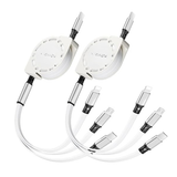2 Pack 3.3FT Retractable 3 in 1 Multi Charging Cable USB C Lightning Micro USB Fast Charger Cord