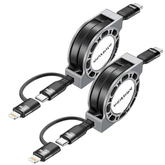 2 Pack 4FT Retractable 2 in 1 USB C to Lightning USB C Fast Charging Cable for iPhone 17 16 15 Samsung iPad