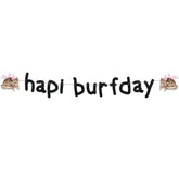 Happy Birthday Banner Pre-Strung Black Glitter Funny Hapi Burfday Birthday Decorations For Frog Lovers Bday Party Decor
