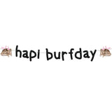 Happy Birthday Banner Pre-Strung Black Glitter Funny Hapi Burfday Birthday Decorations For Frog Lovers Bday Party Decor