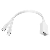 1FT Flat Type C Splitter Charge Cable - USB Type C Female to 2 Dual USB Type C Male Y Splitter - Designed for Charging Purposes Only