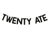 Twenty Ate Banner - Cheers To 28 Years, Whimsical Vintage-Inspired Theme 28Th Birthday Party Decorations Black Glitter