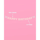 Foil + Pink Glitter Happy Birthday Banner Princess Bow Garland, 21st, Coquette Decor