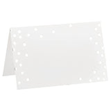 Tent Place Cards, 25Pcs Greeting Cards 4.48 X 3.51Inch Favor Decor Foldable Blank Card For Wedding Party Diy Table Name Place Cards Silver Tone Point White