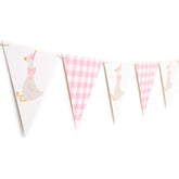One Silly Goose Birthday Banner Pink Gingham Bunting for 1st Birthday & Shower