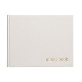 Pearhead Baby Shower Guest Book, Classic Gender Neutral Guest Book for Baby Showers, Weddings, Parties, and Events, Ivory Linen with Gold Print, 100 Blank Pages