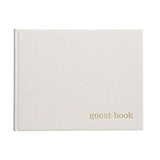 Pearhead Baby Shower Guest Book, Classic Gender Neutral Guest Book for Baby Showers, Weddings, Parties, and Events, Ivory Linen with Gold Print, 100 Blank Pages