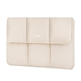 MOSISO 13-14 inch Laptop Case, 13.3 inch Puffy Laptop Sleeve Compatible with MacBook Air 13 13.6/Pro 13/Pro 14, HP Dell Lenovo, Vertical Rectangle Quilted Flap Computer Bag with Handle&Pockets, Sand