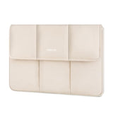 MOSISO 13-14 inch Laptop Case, 13.3 inch Puffy Laptop Sleeve Compatible with MacBook Air 13 13.6/Pro 13/Pro 14, HP Dell Lenovo, Vertical Rectangle Quilted Flap Computer Bag with Handle&Pockets, Sand