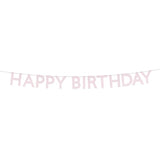 Meri Meri Pink Happy Birthday Banner (Pack of 1), 8' Birthday Party Banner with Excess Cord