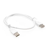 2ft. White USB 2.0 A-Male to A-Female Extension Cable