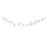 Silver Glitter Snowflake Merry Christmas & Happy New Year Banner