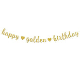 Golden Birthday Banner – Glittery Gold Party Decor – Happy Bday Celebration Sign