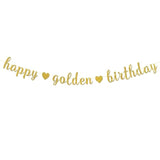Golden Birthday Banner – Glittery Gold Party Decor – Happy Bday Celebration Sign