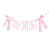 Bow First Birthday High Chair Banner - Pink Bow 1St Party Decoration,Coquette First High Chair Banner,Coquette One Birthday Photo Prop (Bow 1St)