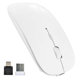 Bluetooth Wireless Mouse Dual Mode(Bluetooth5.2+Usb),Silent Rechargeable Mice With Usb-C To Usb Adapter For Macbook,Laptop,Tablet,Ipad,Pc(White)