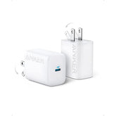 Anker 312 30W USB-C Charger, Charger Compact Foldable Design, 2-Pack 30W Fast Charger iPhone 14/13/12 Series, Samsung S23, MacBook Air, Pixelbook, iPad Pro, More (Cable Not Included) White