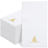 100Pcs Christmas Gold Napkins Disposable - Heavy Duty Christmas Tree Napkin - Yule Paper Hand Towels - Xmas Gold Napkin For Kitchen Bathroom Noel Parties Dinners And Events