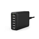 Usb Charger 60W Usb Charging Hub 12A 6-Port Desktop Charging Station With Multiple Port Compatible With Iphone 15 Pro Max 14 Pro Max 13 Pro Max, Ipad Pro Air Galaxy S23 Edge Note Tablet Black