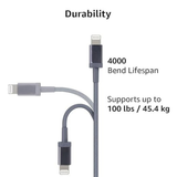 6FT USB C to Lightning Fast Charging Cable MFi Certified for iPhone 14 13 12 11 Pro Max iPad Dark Gray