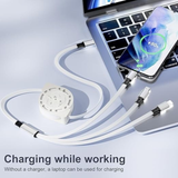 2 Pack 3.3FT Retractable 3 in 1 Multi Charging Cable USB C Lightning Micro USB Fast Charger Cord